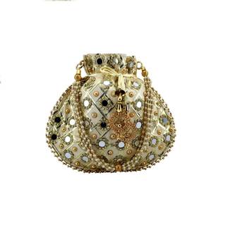 Shoptory India Wristlets Ethnic Potli For Women & Girls Rajasthani Return Gift For Wedding, Pack of 2 3