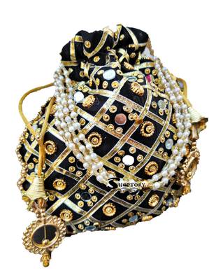 Shoptory India Wristlets Ethnic Potli For Women & Girls Rajasthani Return Gift For Wedding, Pack of 2 2