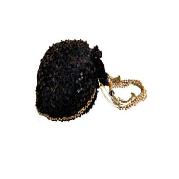 Shoptory India Potli Bags for Women Stylish Latest Return Gifts Wedding, Black, pack of 2 4