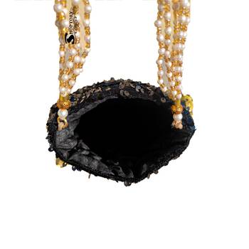 Shoptory India Potli Bags for Women Stylish Latest Return Gifts Wedding, Black, pack of 2 5