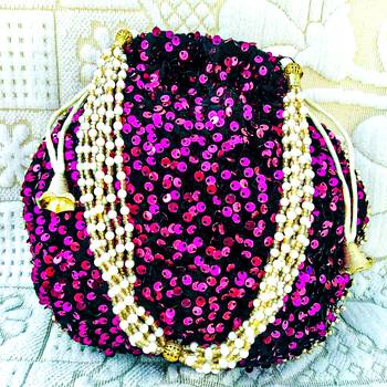 Shoptory India Potli Bags for Women Stylish Latest Return Gifts Wedding, Magenta, pack of 2 2