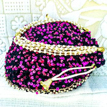 Shoptory India Potli Bags for Women Stylish Latest Return Gifts Wedding, Magenta, pack of 2 3