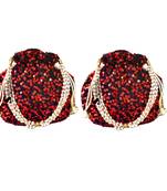 Shoptory India Potli Bags for Women Stylish Latest Return Gifts Wedding, Red, pack of 2