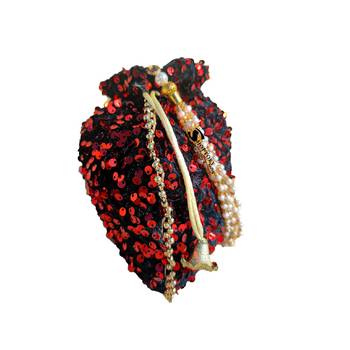 Shoptory India Potli Bags for Women Stylish Latest Return Gifts Wedding, Red, pack of 2 3