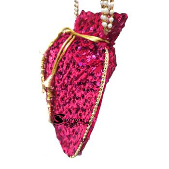 Shoptory India Sequine Potli Bags for Women Stylish Latest Return Gifts Wedding, Magenta 3