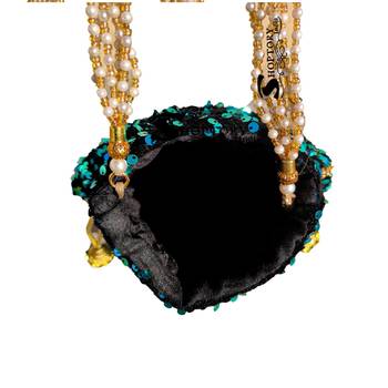 Shoptory India Potli Bags for Women Stylish Latest Return Gifts Wedding, Turq, pack of 2 5