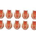 Shoptory India Wristlets Embroidered Ethnic Potli For Women & Girls Rajasthani Return Gift, Orange, Pack of 10