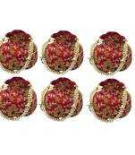 Shoptory India Wristlets Embroidered Ethnic Potli For Women & Girls Rajasthani Return Gift, Maroon, Pack of 6