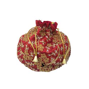 Shoptory India Wristlets Embroidered Ethnic Potli For Women & Girls Rajasthani Return Gift , Maroon, Pack of 10 3