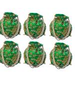 Shoptory India Wristlets Embroidered Ethnic Potli For Women & Girls Rajasthani Return Gift, Light Green, Pack of 6