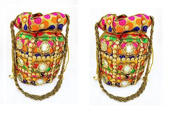 Shoptory India Wristlets Ethnic Rajasthani Potli bags For Women & Girls Rakhi Gift 1