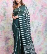 Green Woven Blended Cotton Saree Without Blouse