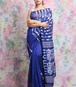 Blue Woven Blended Cotton Saree Without Blouse