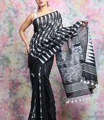 Black Woven Blended Cotton Saree Without Blouse