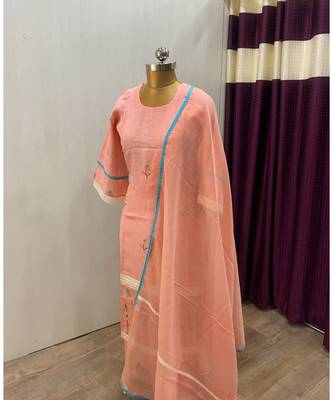 This fully stitched pure handloom  KURTA dupatta and palazzo 1