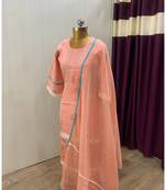 This fully stitched pure handloom  KURTA dupatta and palazzo