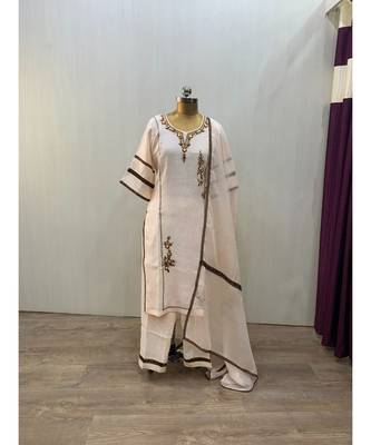 This fully stitched pure handloom  KURTA dupatta and palazzo 1