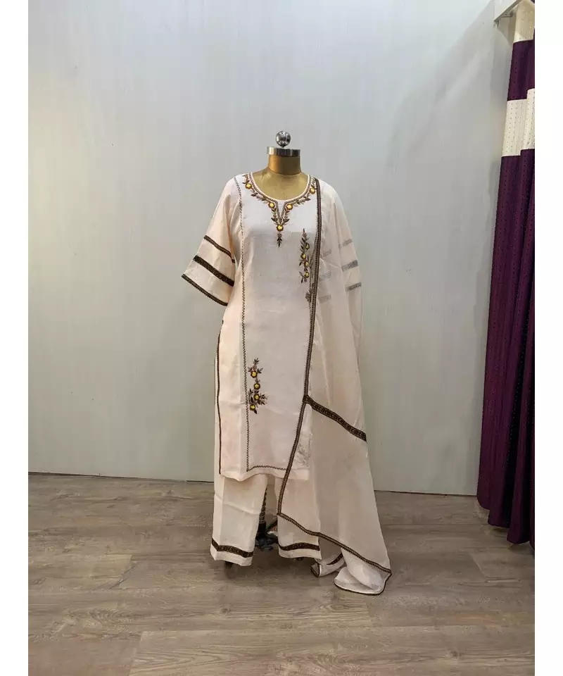 This fully stitched pure handloom  KURTA dupatta and palazzo