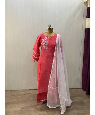 This fully stitched pure handloom  KURTA dupatta and palazzo 1