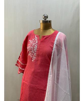This fully stitched pure handloom  KURTA dupatta and palazzo 3