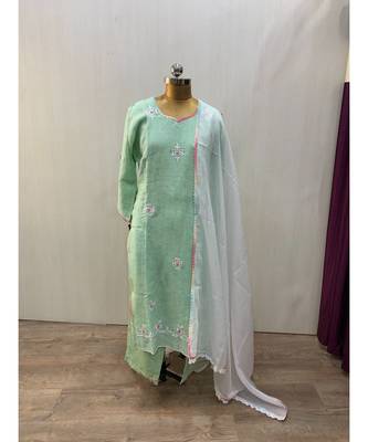 This fully stitched pure handloom  KURTA dupatta and palazzo 1