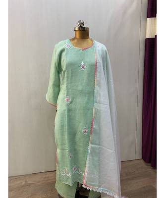 This fully stitched pure handloom  KURTA dupatta and palazzo 2