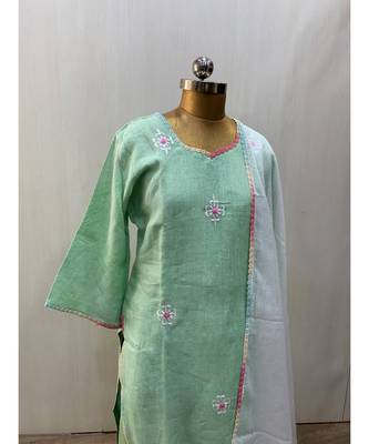 This fully stitched pure handloom  KURTA dupatta and palazzo 3