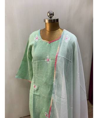 This fully stitched pure handloom  KURTA dupatta and palazzo 4
