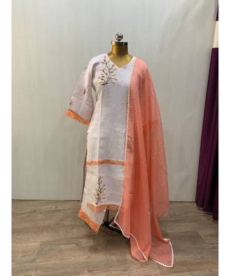 This fully stitched pure handloom  KURTA dupatta and palazzo 1
