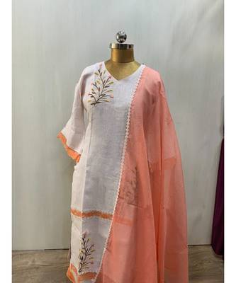 This fully stitched pure handloom  KURTA dupatta and palazzo 3