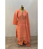 This fully stitched pure handloom  KURTA dupatta and palazzo