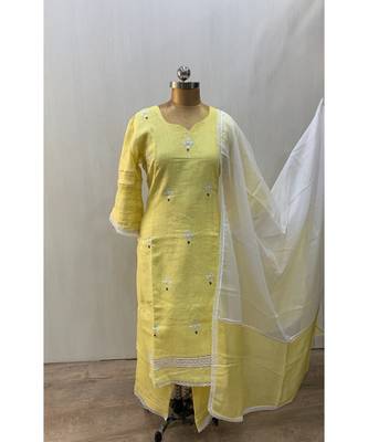 This fully stitched pure handloom  KURTA dupatta and palazzo 1