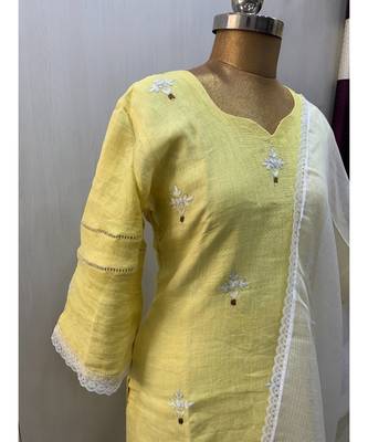This fully stitched pure handloom  KURTA dupatta and palazzo 2