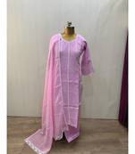 This fully stitched pure handloom  KURTA dupatta and palazzo