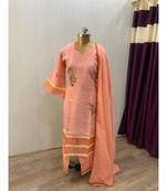 This fully stitched pure handloom  KURTA dupatta and palazzo