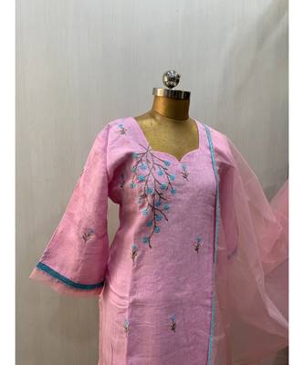 This fully stitched pure handloom  KURTA dupatta and palazzo 4