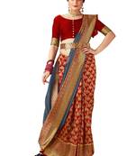 Grey woven art silk saree with blouse