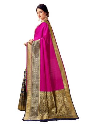 Pink woven art silk saree with blouse 3