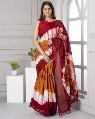 Pure Cotton Malmal Saree Bagru Print Batik Hand block Womens Saree Shibori 1