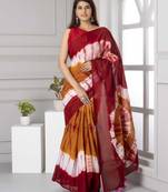 Pure Cotton Malmal Saree Bagru Print Batik Hand block Womens Saree Shibori