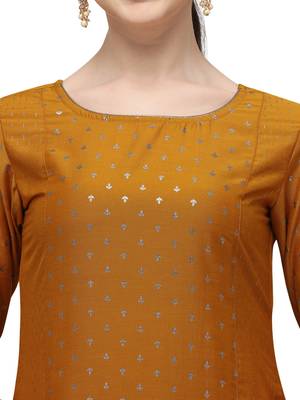 FIORRA Mustard Printed Muslin Silk Straight kurti 4