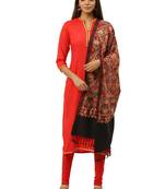 Anekaant Black & Multi Botanical Embroidered Acrowool Shawl