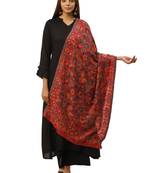Anekaant Red & Multi Woven Floral Pure Wool Shawl