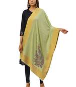 Anekaant Pastel Green & Multi Woven Paisley Pure Wool Shawl