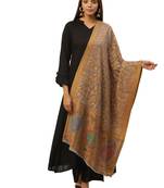 Anekaant Brown & Multi Woven Paisley Pure Wool Shawl