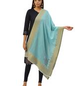 Anekaant Blue & Multi Woven Paisley Pure Wool Shawl