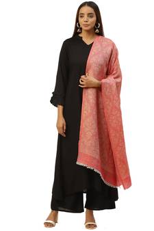 Anekaant Red & Gold Woven Paisley Pure Modal Shawl