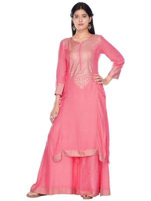 Peach floral print rayon salwar 1