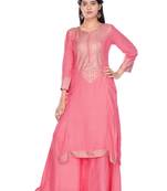 Peach floral print rayon salwar