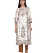 White floral print blended cotton salwar